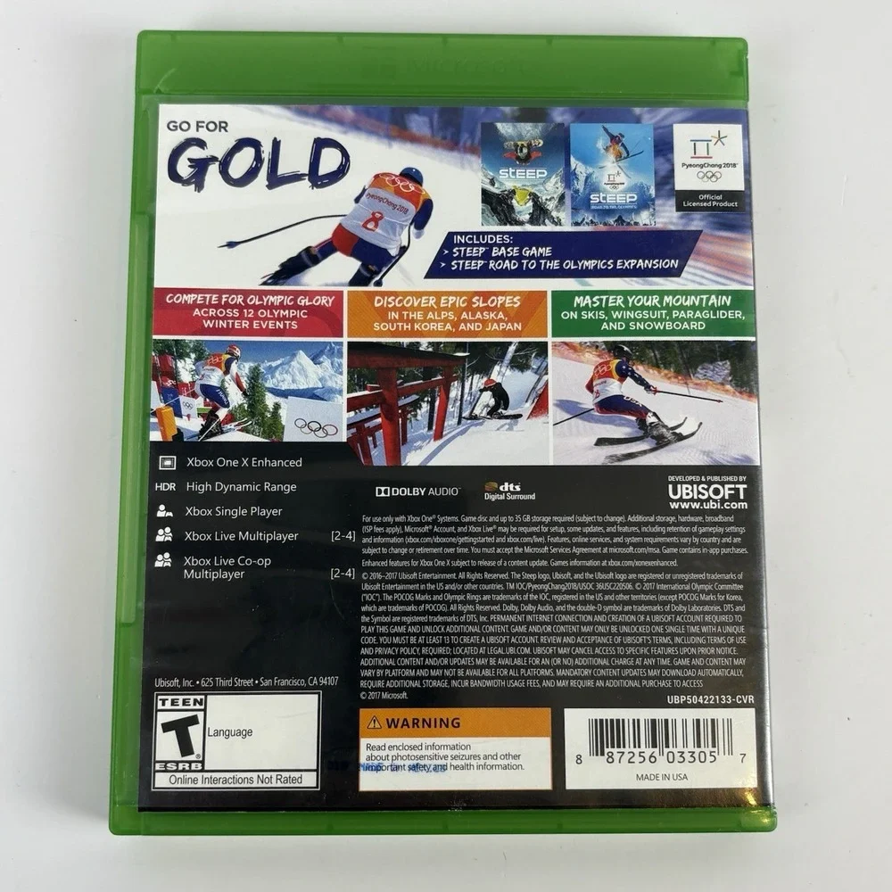Steep: Winter Games Edition (Microsoft Xbox One, 2017) PyeongChang 2018 Rated T